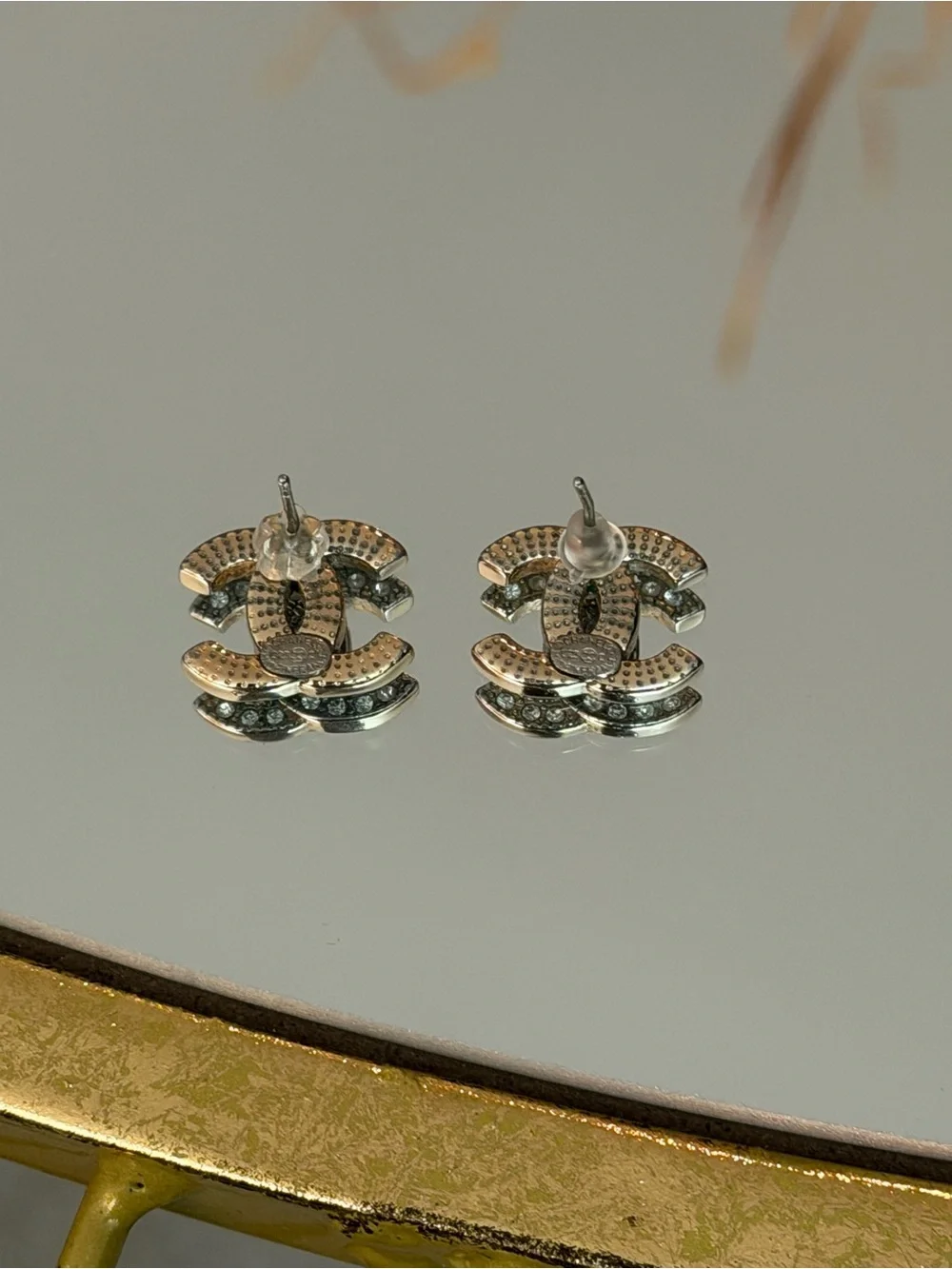 CHANEL gold and Crystal Earrings